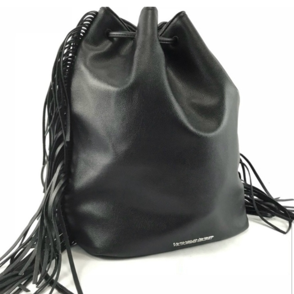 NWOT VICTORIA SECRET Black Fringe Backpack Bag